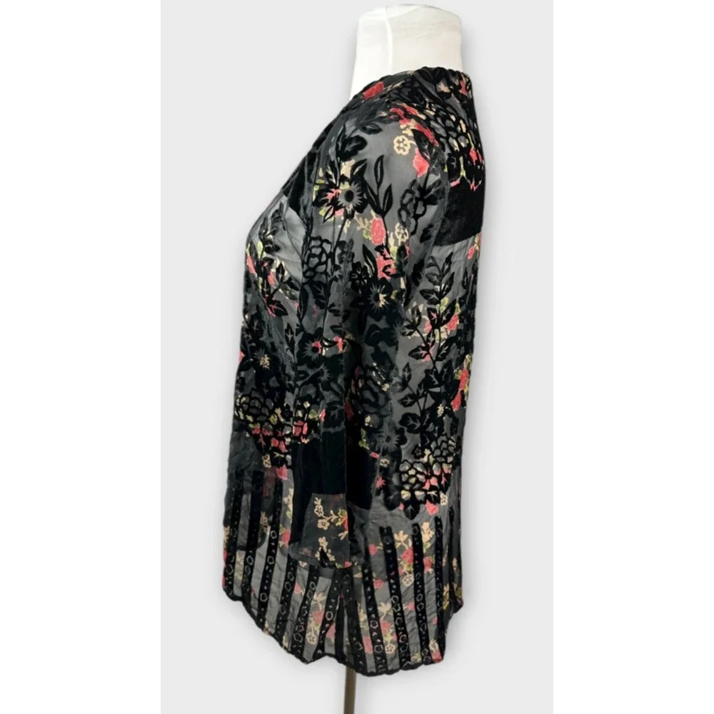 Urban Outfitters Kimono One Size Black Velvet Burnout Whimsigoth Fairy Shawl - Picture 7 of 14